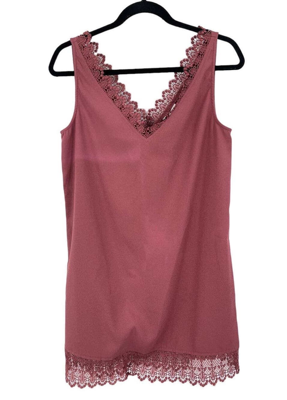 Leith Dress Slip Lace Trim sleeveless v neck minidress pink Small S